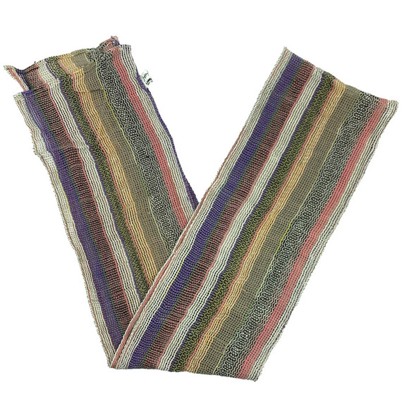 Vintage Jeffrey Lawrence Bentley Open Weave Boho Stripe Neck Scarf 7" x 76" - Picture 1 of 7
